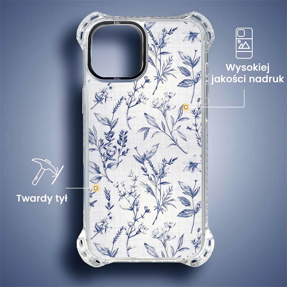 Etui do iPhone 14 Plus, Ibizu DropGuard Ultra z MagSafe, Pastel Bloom, Lazurowe szepty
