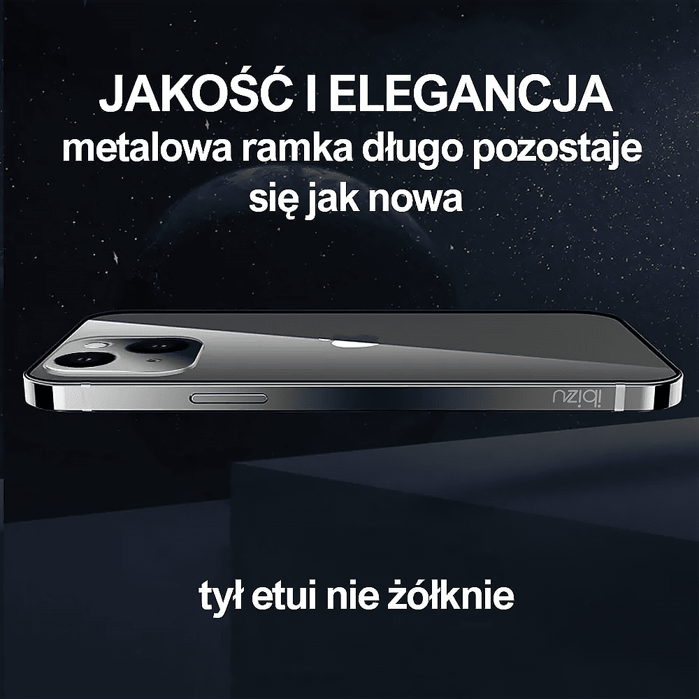 Etui do iPhone 14 Ibizu Elite Skin, krystalicznie czyste z metalową ramką, czarne