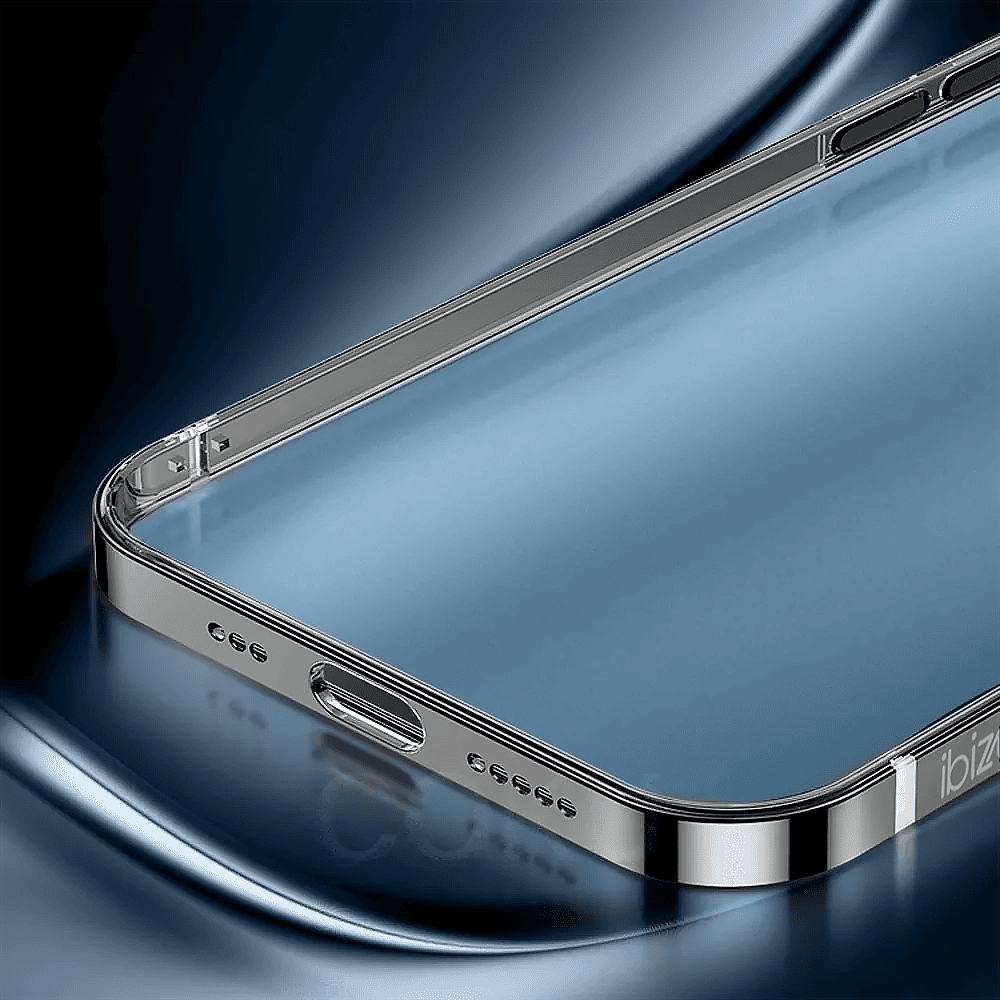 Etui do iPhone 14 Ibizu Elite Skin, krystalicznie czyste z metalową ramką, czarne