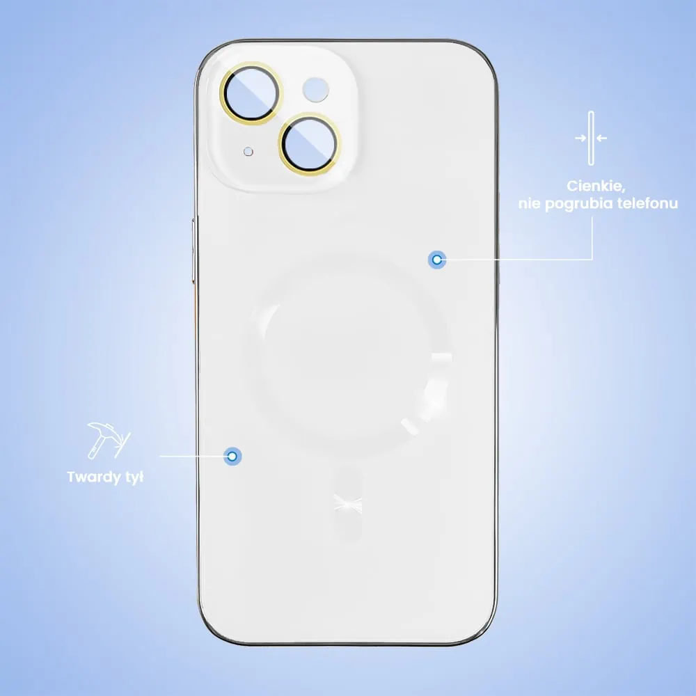 Etui do iPhone 14 Jolly Magsafe Protect, z osłoną obiektywów, białe ze srebrną ramką