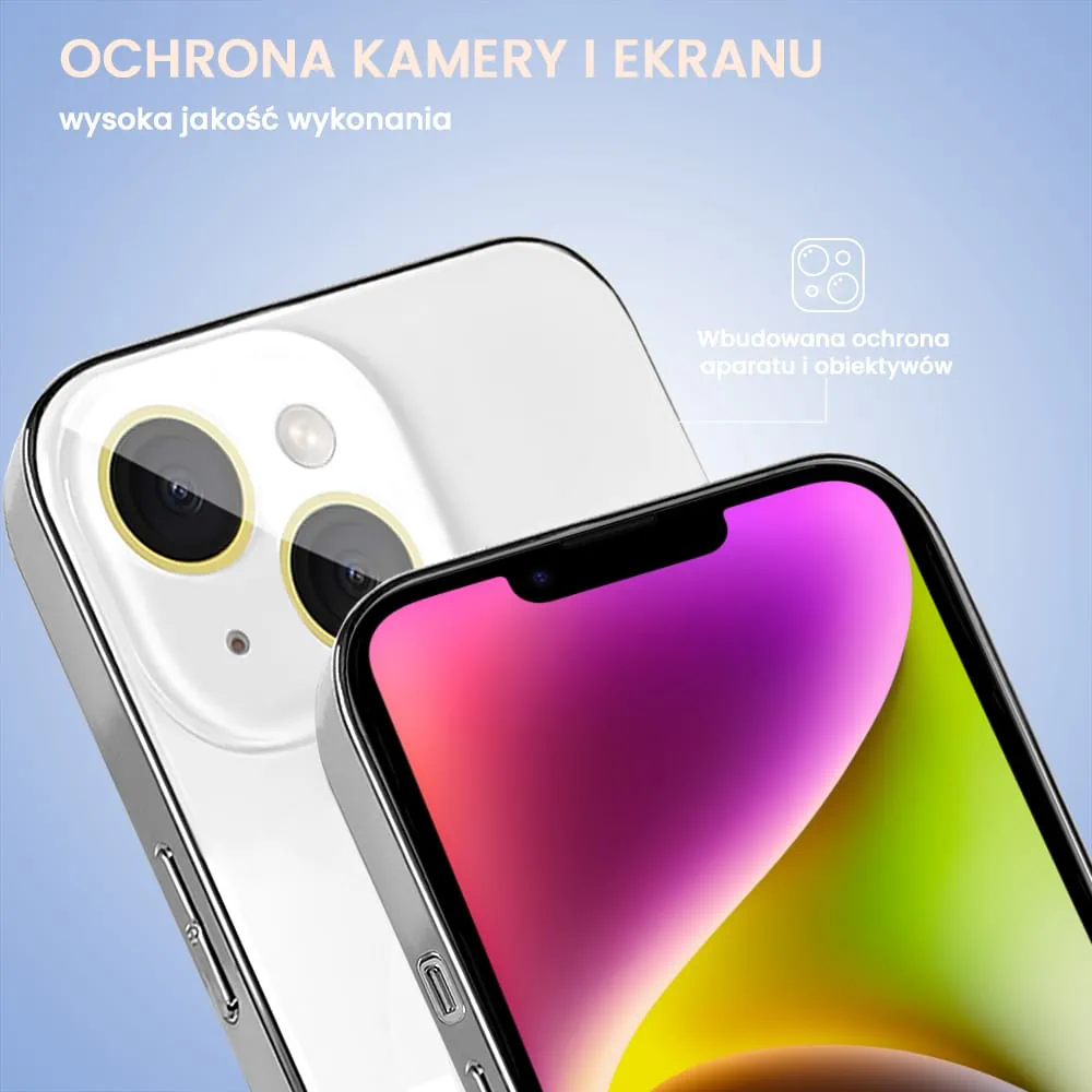 Etui do iPhone 14 Jolly Magsafe Protect, z osłoną obiektywów, białe ze srebrną ramką