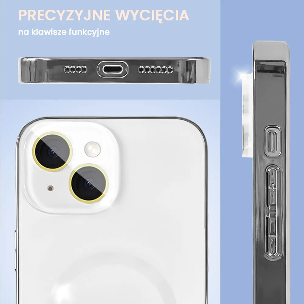 Etui do iPhone 14 Jolly Magsafe Protect, z osłoną obiektywów, białe ze srebrną ramką