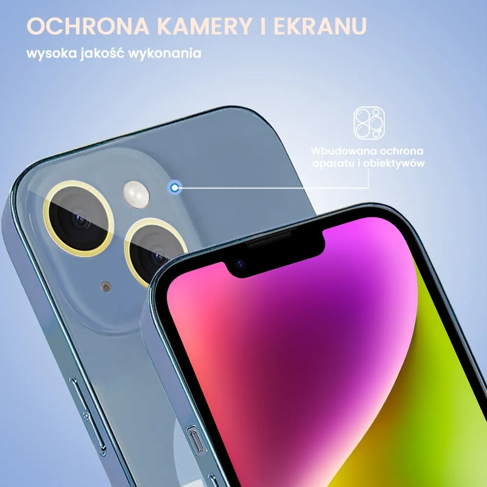 Etui do iPhone 14 Jolly Magsafe Protect, z osłoną obiektywów, niebieskie z ozdobną ramką