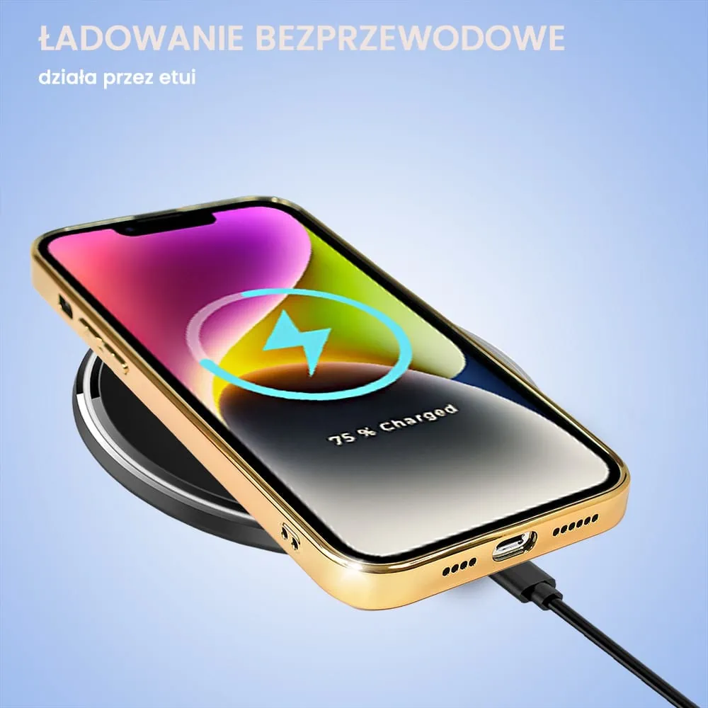 Etui do iPhone 14 Jolly Magsafe Protect, z osłoną obiektywów, pastelowy róż ze złotą ramką
