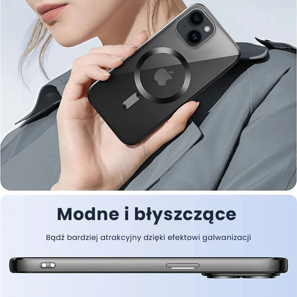 Etui do iPhone 13 MagSafe Luxury Protect przeźroczyste, czarne (OUTLET)
