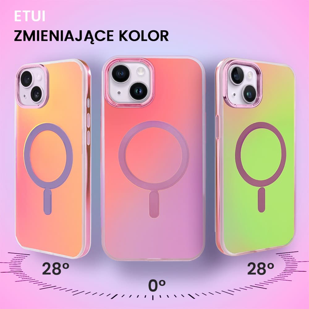 Etui do iPhone 14 MagSafe Miami Vibe, głęboki mieniący się kolor, różowe ombre (OUTLET)