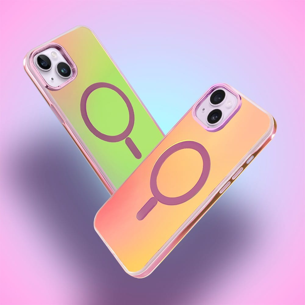 Etui do iPhone 14 MagSafe Miami Vibe, głęboki mieniący się kolor, różowe ombre (OUTLET)
