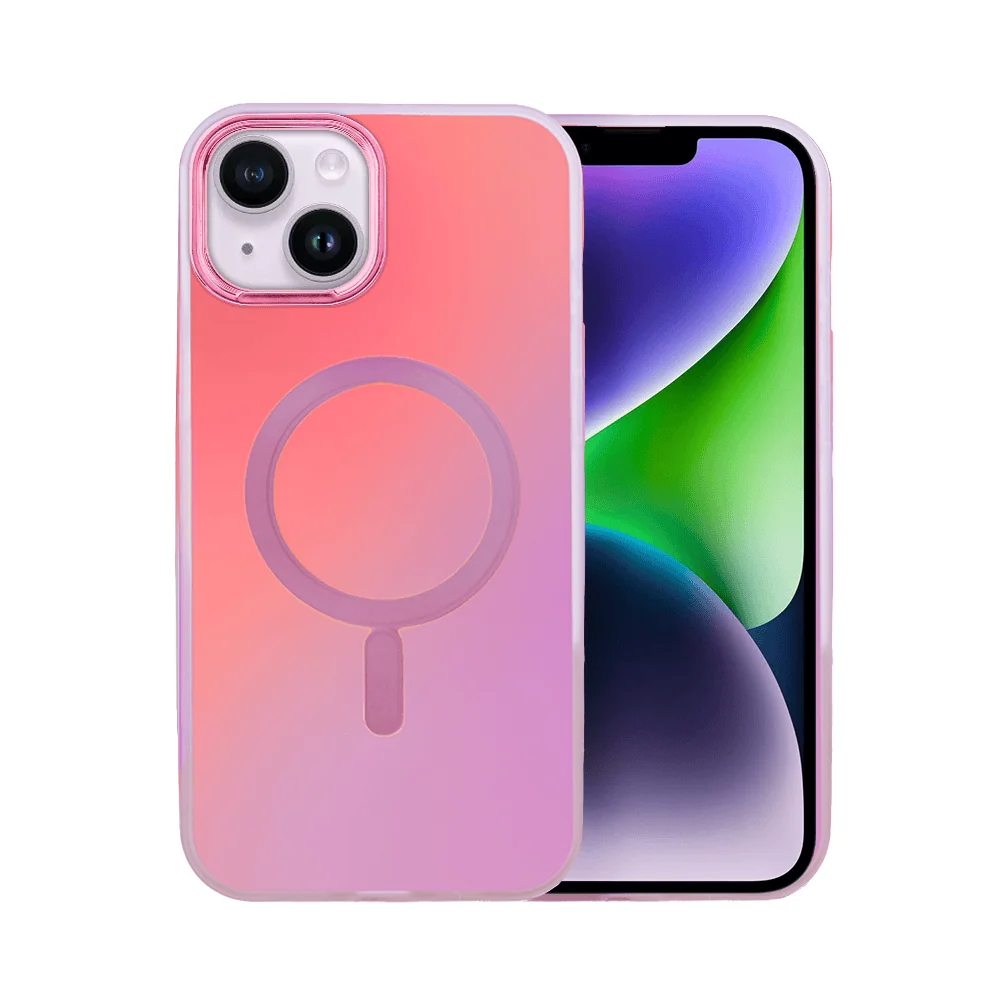 Etui do iPhone 14 MagSafe Miami Vibe, głęboki mieniący się kolor, różowe ombre (OUTLET)