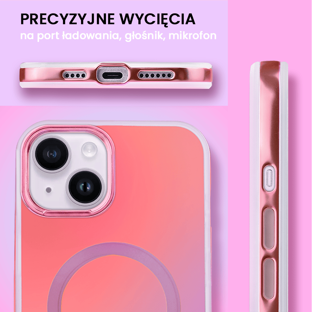Etui do iPhone 14 MagSafe Miami Vibe, głęboki mieniący się kolor, różowe ombre (OUTLET)