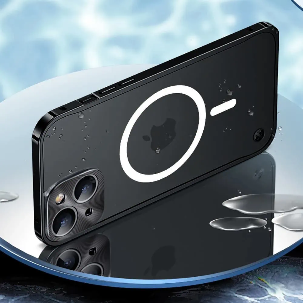 Etui do iPhone 14 Magsafe Armor metalowa ramka, twarde aluminium, czarne