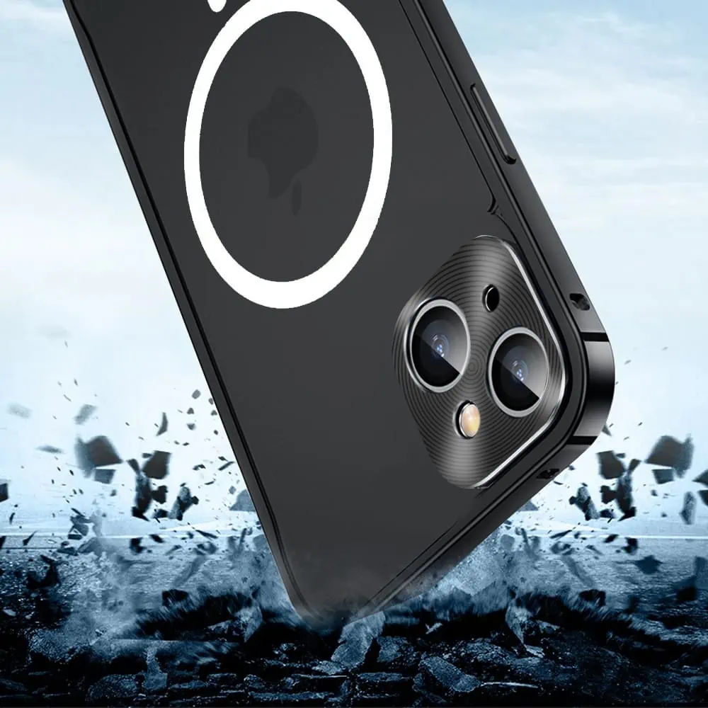 Etui do iPhone 14 Magsafe Armor metalowa ramka, twarde aluminium, czarne