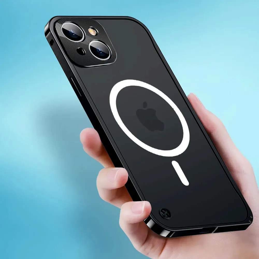 Etui do iPhone 14 Magsafe Armor metalowa ramka, twarde aluminium, czarne