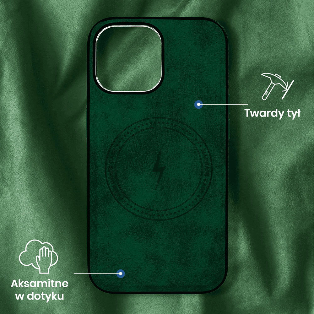 Etui do iPhone 14 Magsafe Business Leather, eleganckie, przyjemne w dotyku, zielone