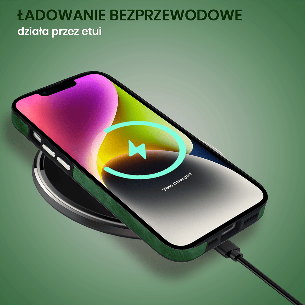 Etui do iPhone 14 Magsafe Business Leather, eleganckie, przyjemne w dotyku, zielone