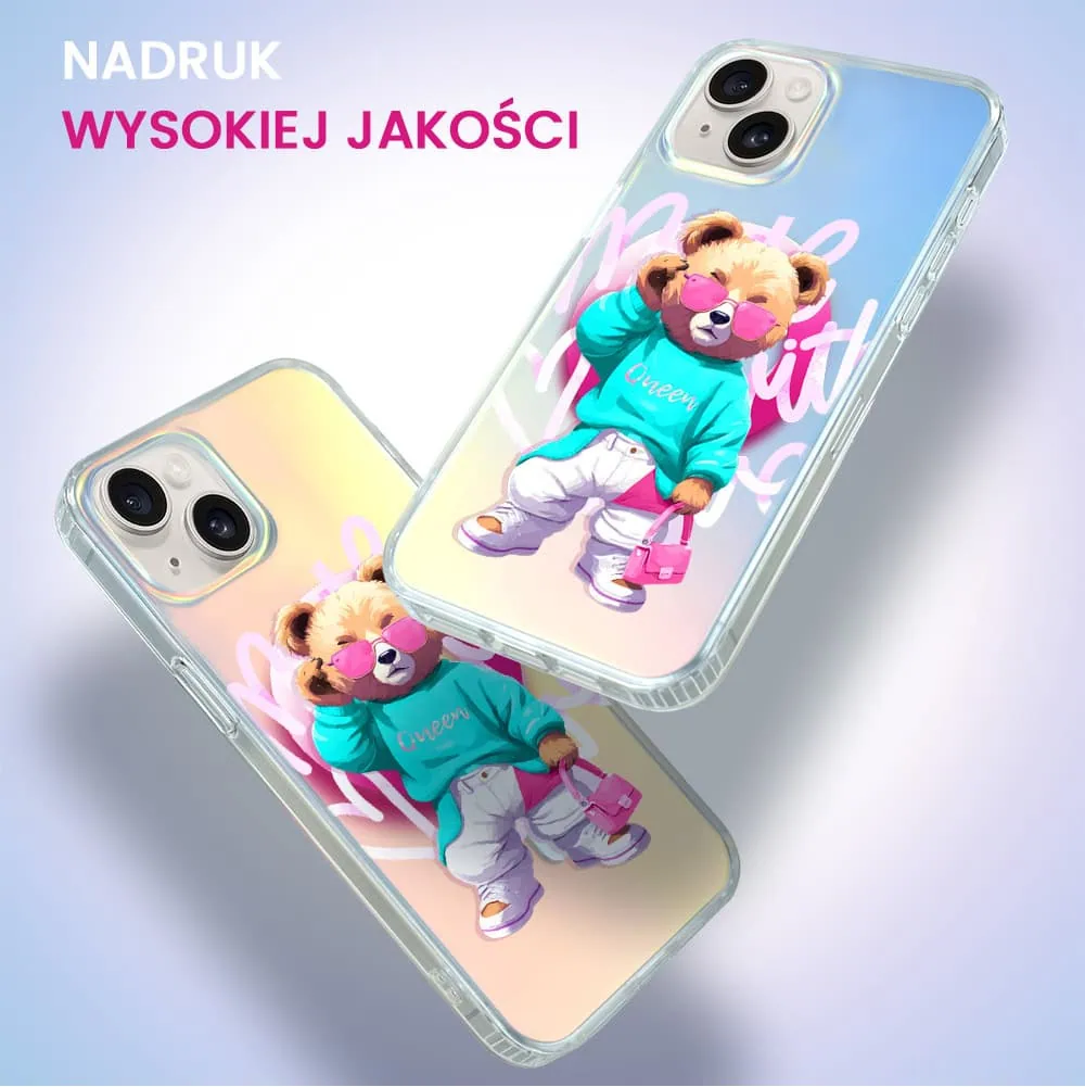 Etui do iPhone 14 MagSafe Bear With Me, Pink Queen, stylowy miś, zmieniające kolor