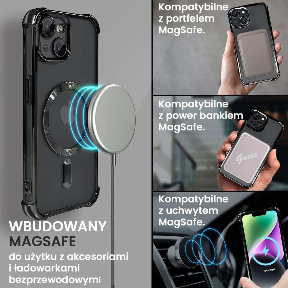 Etui do iPhone 14 Magsafe Luxury Anti-Shock Lens Protect, czarne (OUTLET)