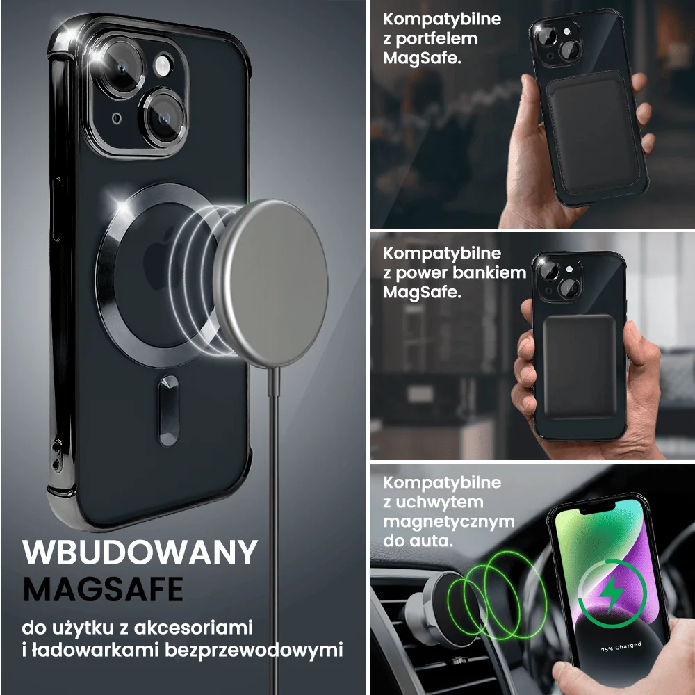 Etui do iPhone 14 Magsafe Luxury Anti-Shock Protect, czarne (OUTLET)