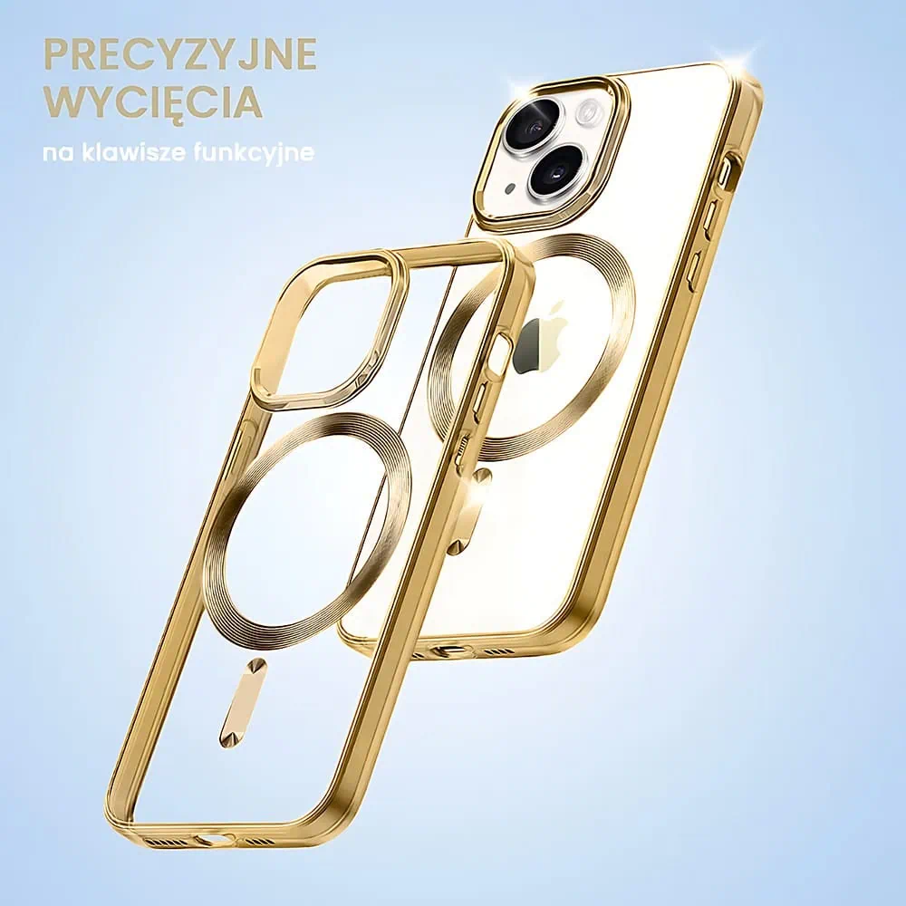 Etui do iPhone 14 Magsafe Luxury przeźroczyste, złote