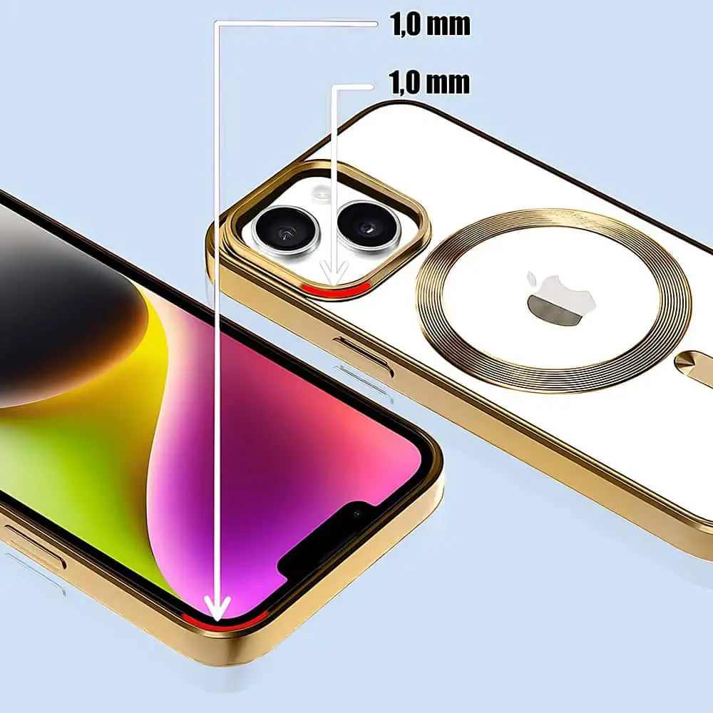 Etui do iPhone 14 Magsafe Luxury przeźroczyste, złote