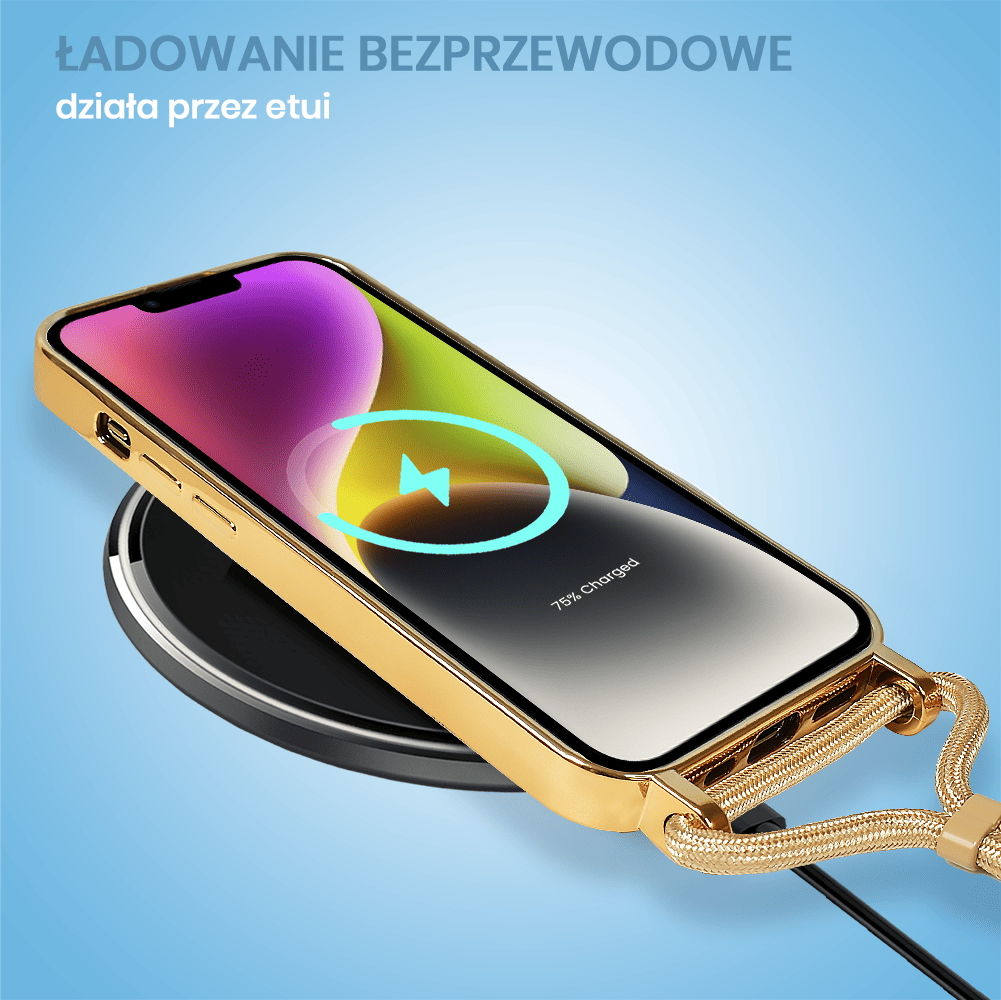 Etui do iPhone 14 Plus Magsafe Slim Crossbody, jak torebka, złote