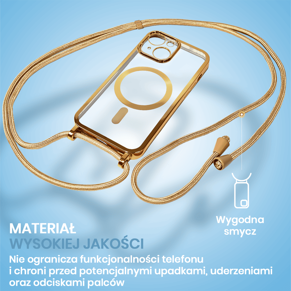 Etui do iPhone 14 Plus Magsafe Slim Crossbody, jak torebka, złote
