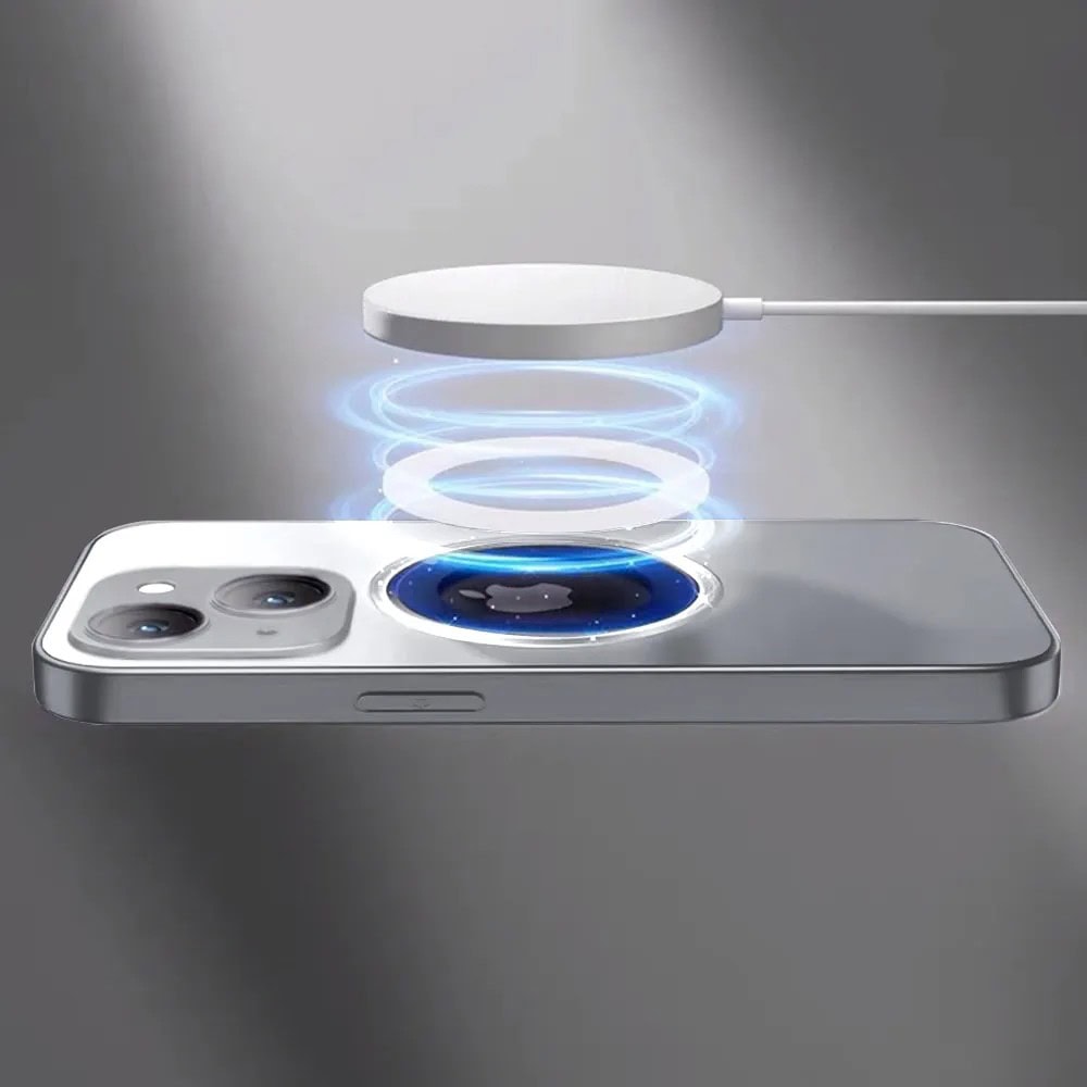 Etui do iPhone 14 Noble Brush MagSafe z widocznym logo i osłoną na aparat, srebrne (OUTLET)
