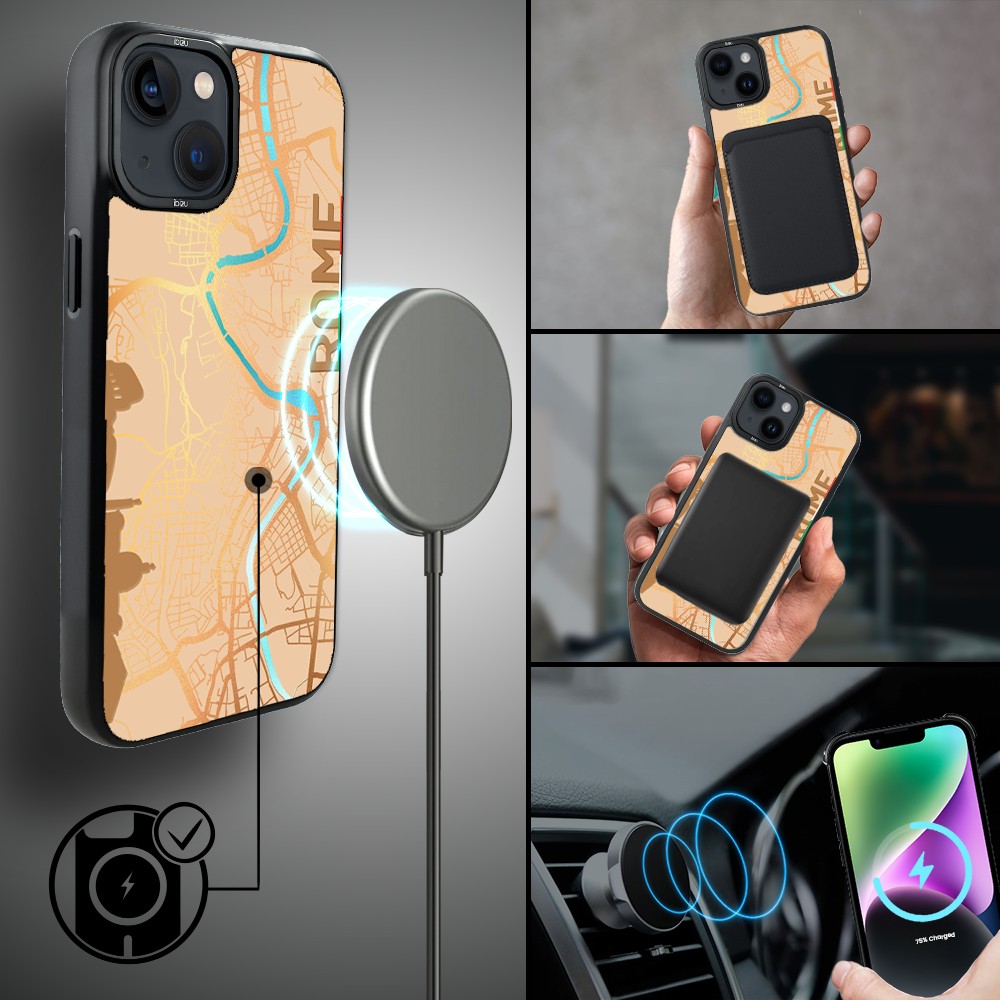 Etui do iPhone 14 Plus IBIZU DropGuard Matt z MagSafe, Mapy Świata, Rome