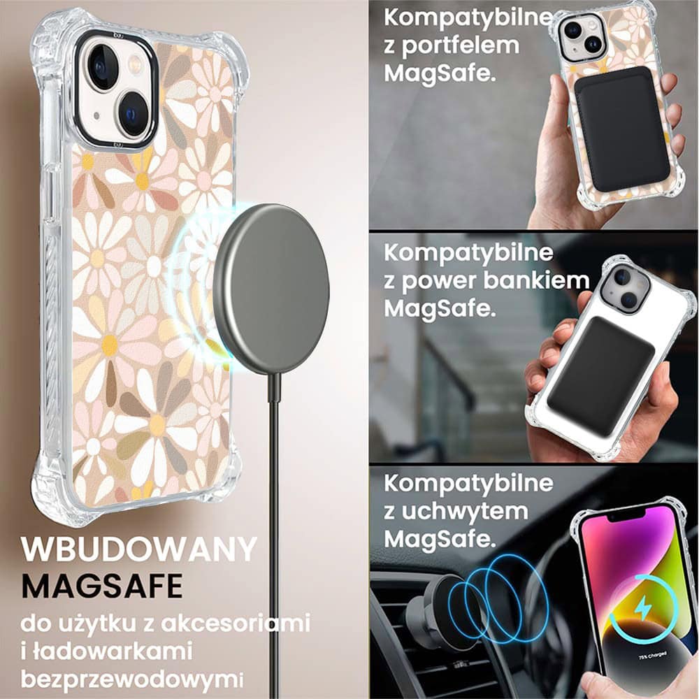 Etui do iPhone 14 Plus, Ibizu DropGuard Ultra z MagSafe, Boho, Kwiaty vintage