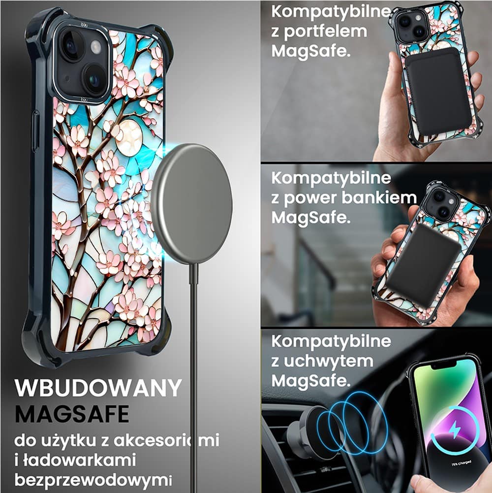 Etui do iPhone 14 Plus, Ibizu DropGuard Ultra z MagSafe, Barwy Szkła, Księżycowa Wiśnia