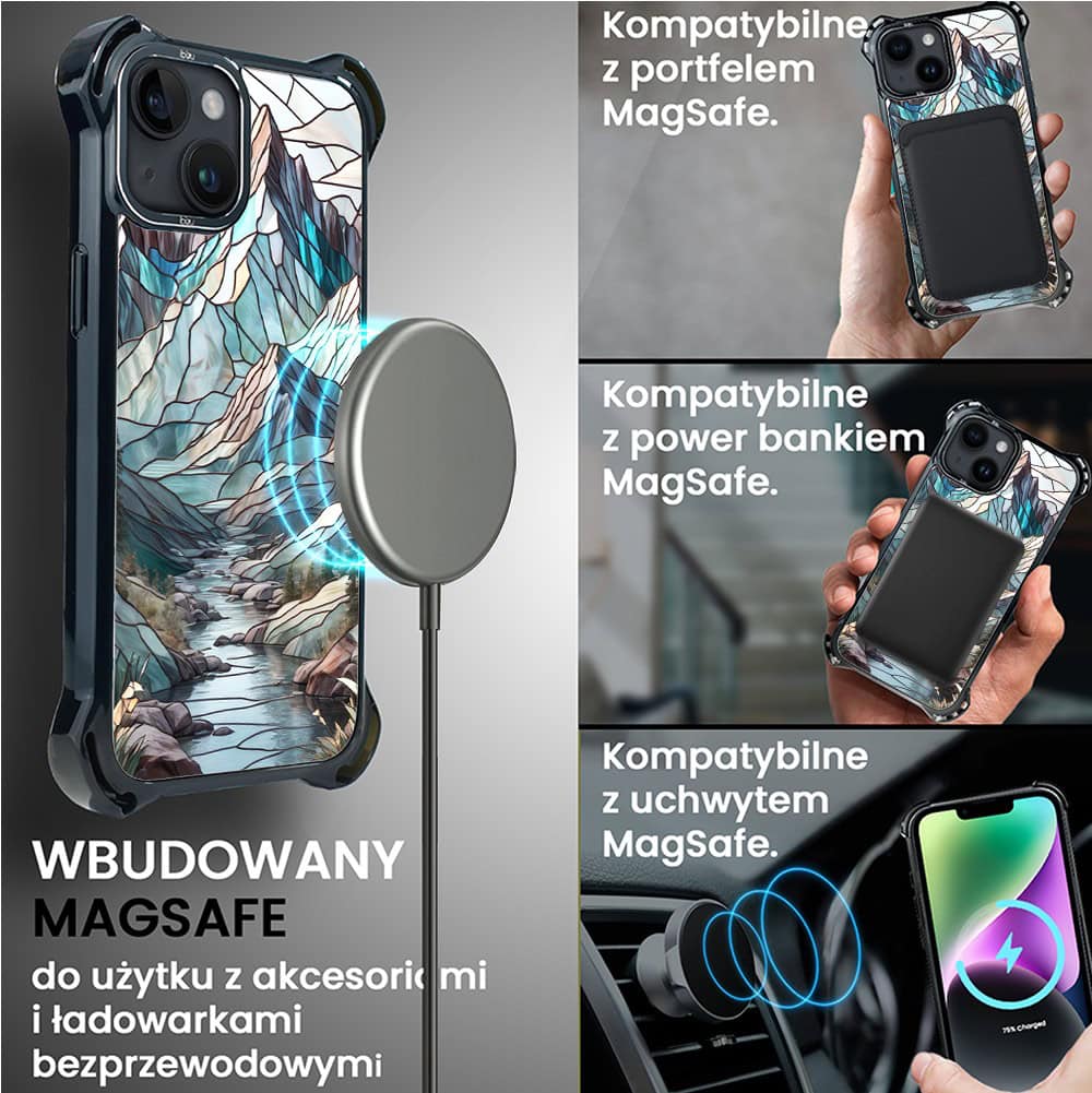 Etui do iPhone 14, Ibizu DropGuard Ultra z MagSafe, Barwy Szkła, Górski Potok