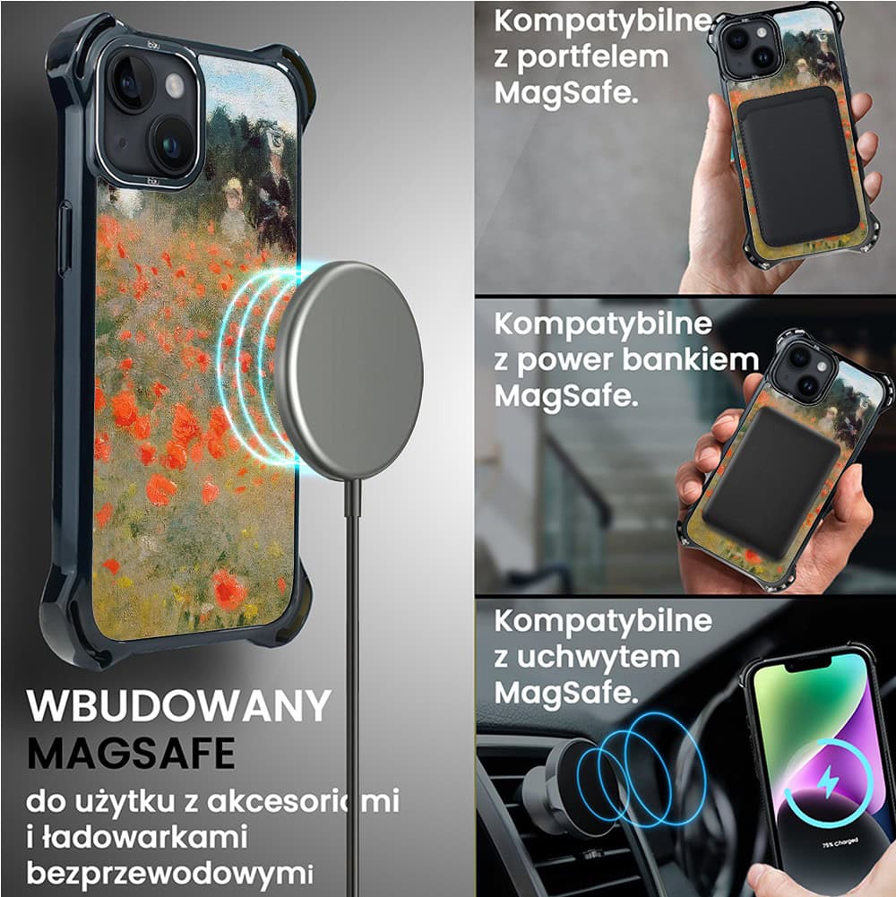 Etui do iPhone 14 Plus, Ibizu DropGuard Ultra z MagSafe, Claude Monet, pole maków