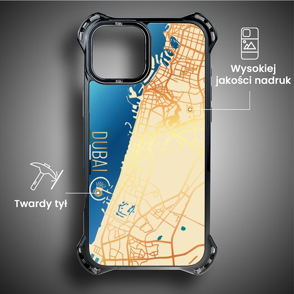 Etui do iPhone 14 Plus, Ibizu DropGuard Ultra z MagSafe, Mapy Świata, Dubai