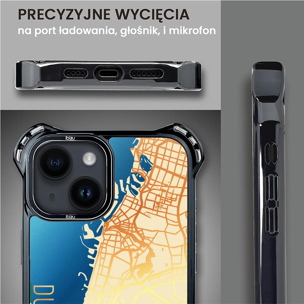 Etui do iPhone 14 Plus, Ibizu DropGuard Ultra z MagSafe, Mapy Świata, Dubai