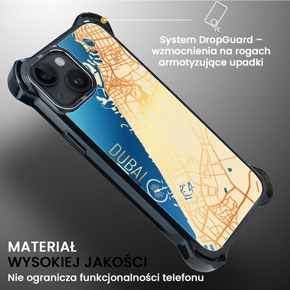 Etui do iPhone 14 Plus, Ibizu DropGuard Ultra z MagSafe, Mapy Świata, Dubai