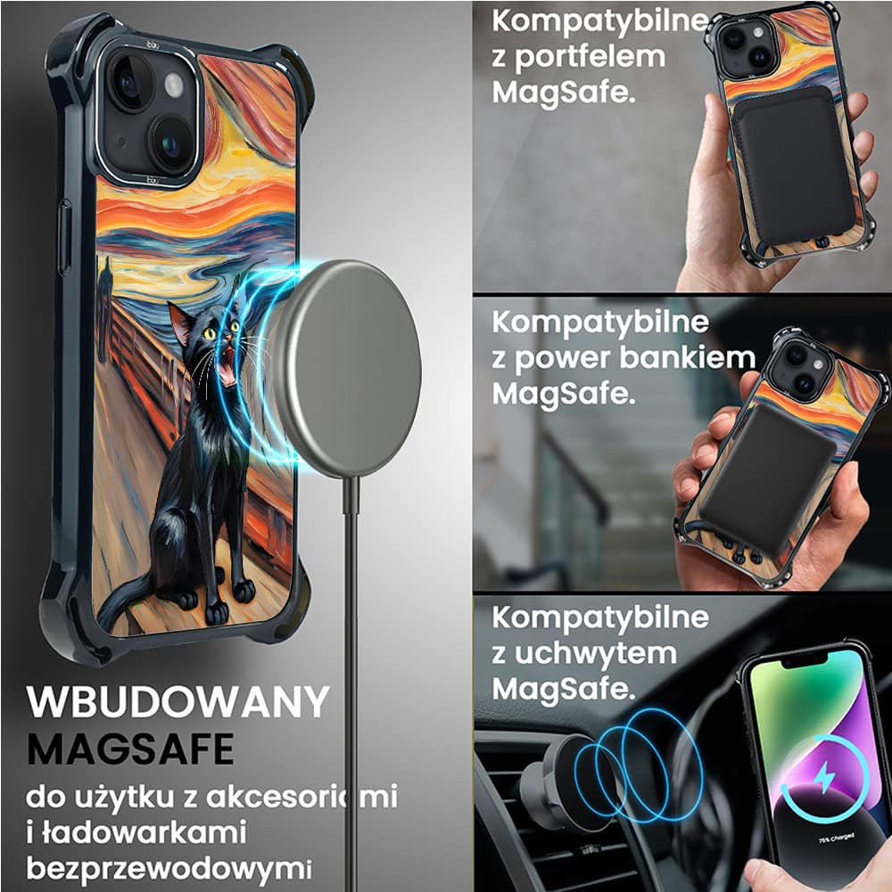 Etui do iPhone 14 Plus, Ibizu DropGuard Ultra z MagSafe, Edvard Munch, krzyk kota