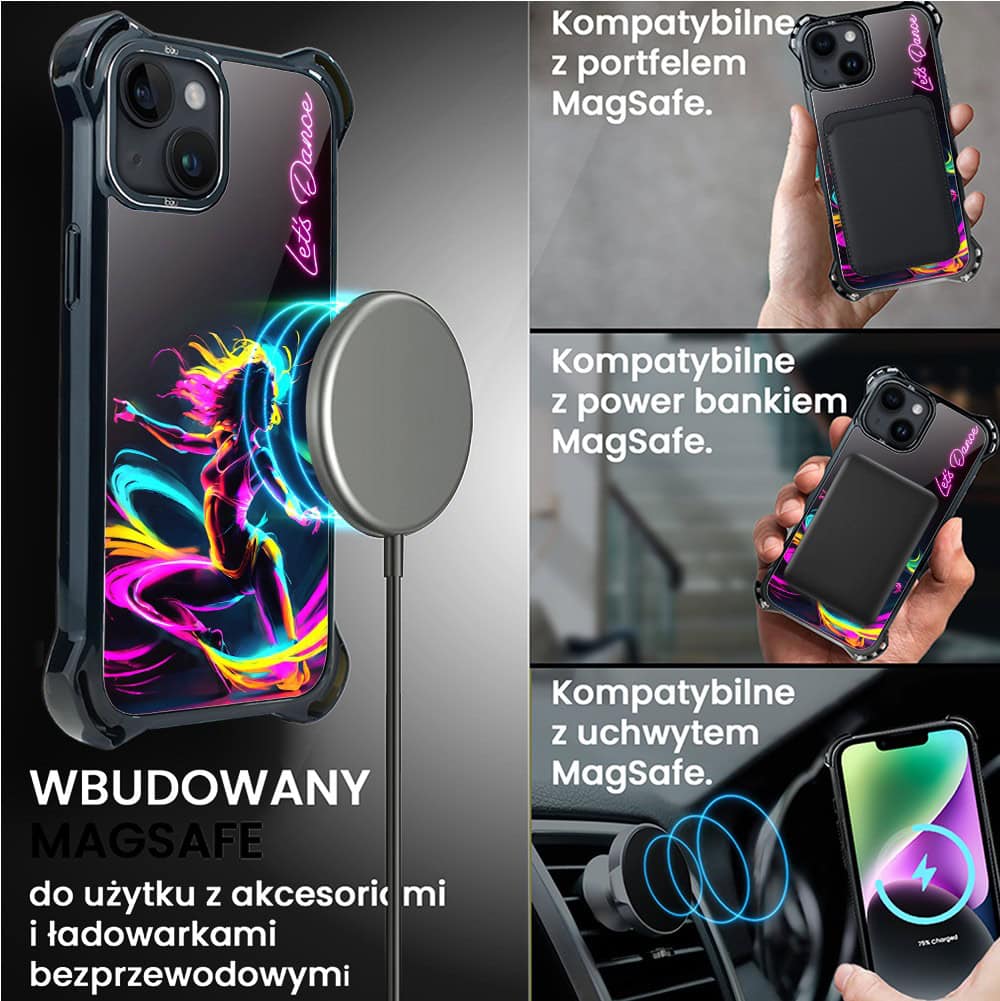 Etui do iPhone 14, Ibizu DropGuard Ultra z MagSafe, #ElectroMove, Taneczny rytm