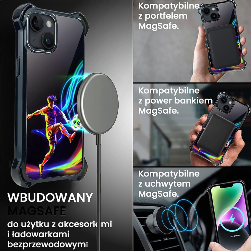 Etui do iPhone 14, Ibizu DropGuard Ultra z MagSafe, #ElectroMove, W rytmie piłki nożnej