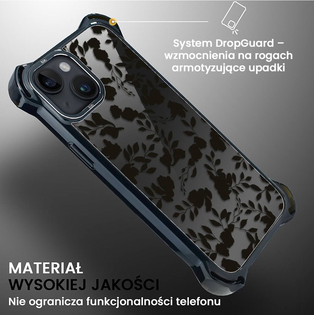 Etui do iPhone 14, Ibizu DropGuard Ultra z MagSafe, Midnight, Cienie liści