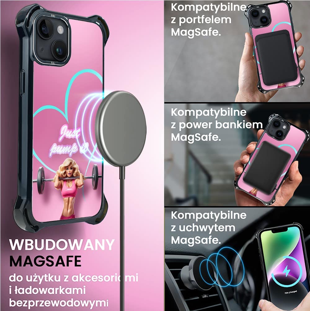 Etui do iPhone 14 Plus, Ibizu DropGuard Ultra z MagSafe, #Move, Pump it love