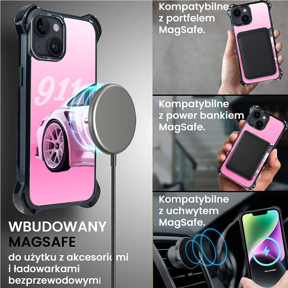 Etui do iPhone 14, Ibizu DropGuard Ultra z MagSafe, TechDrive, 911 różowe