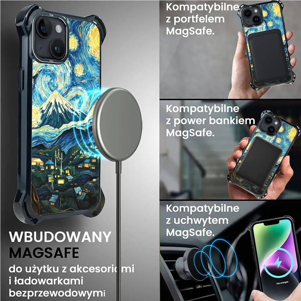 Etui do iPhone 14 Plus, Ibizu DropGuard Ultra z MagSafe, Van Gogh, gwieździsta noc