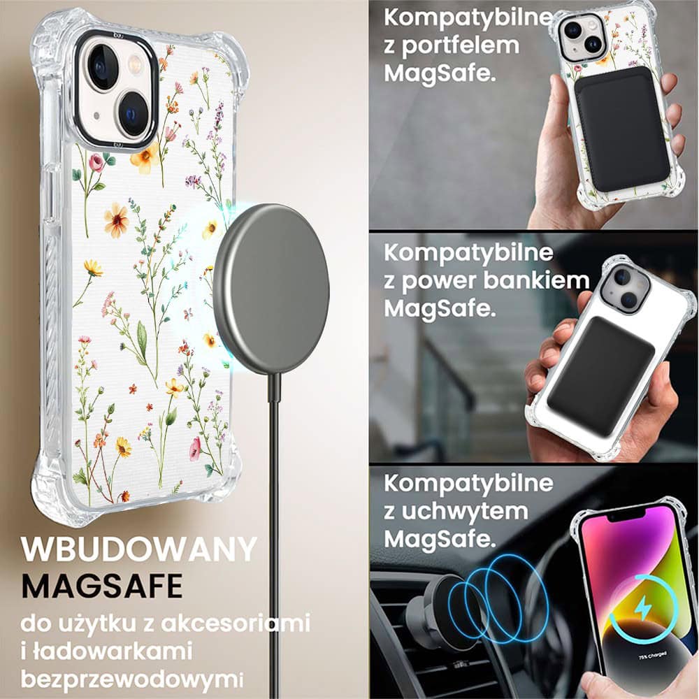 Etui do iPhone 14 Plus, Ibizu DropGuard Ultra z MagSafe, Pastel Bloom, Letni bukiet