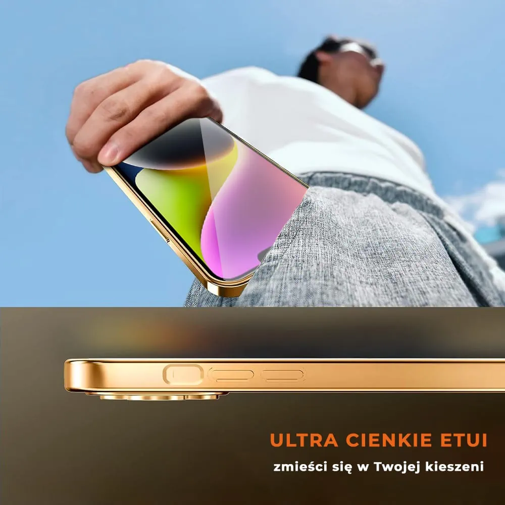 Etui do iPhone 14 Plus MagSafe Luxury Protect przeźroczyste, złote