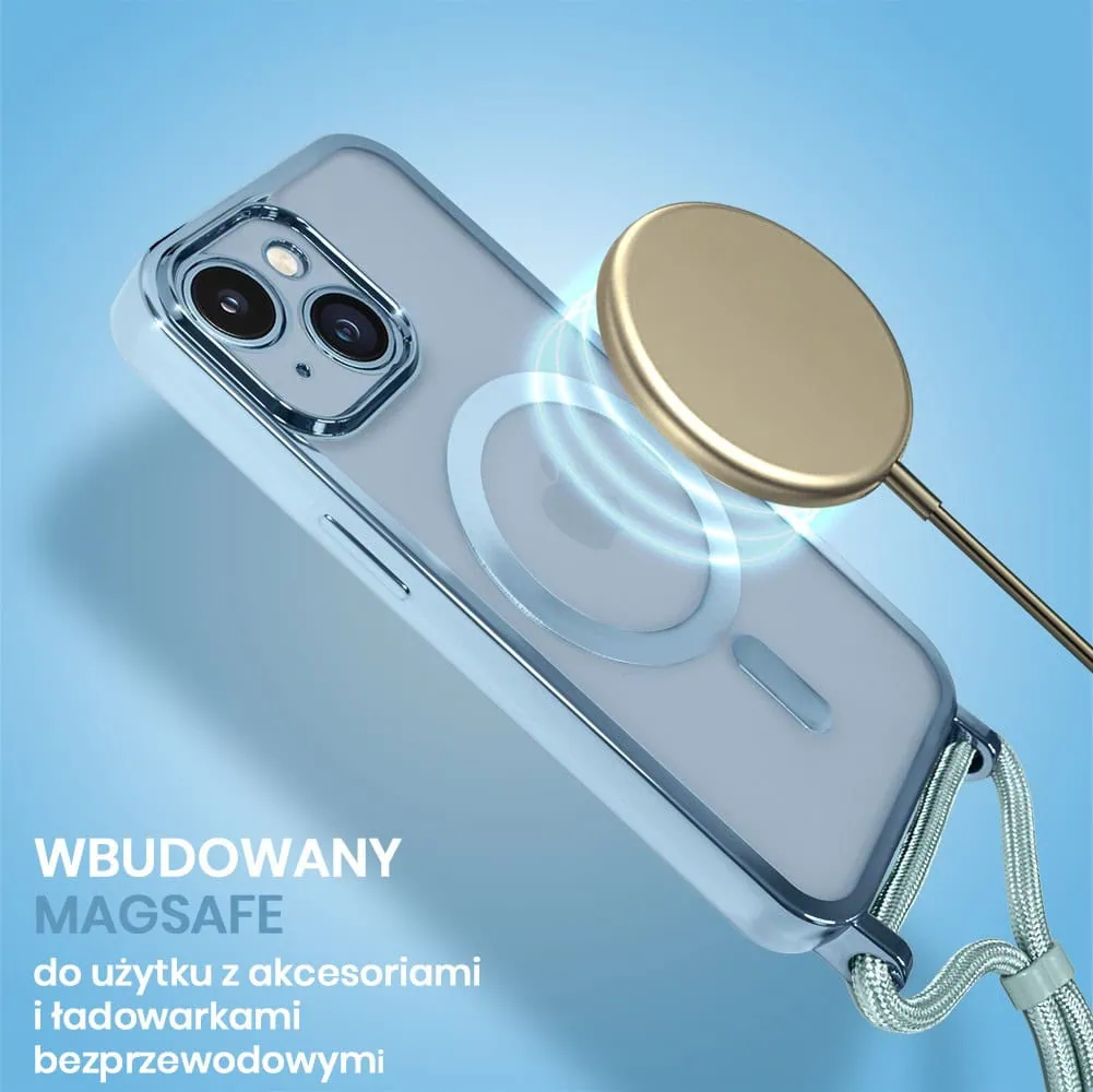 Etui do iPhone 14 Plus Magsafe Slim Crossbody, jak torebka, niebieskie