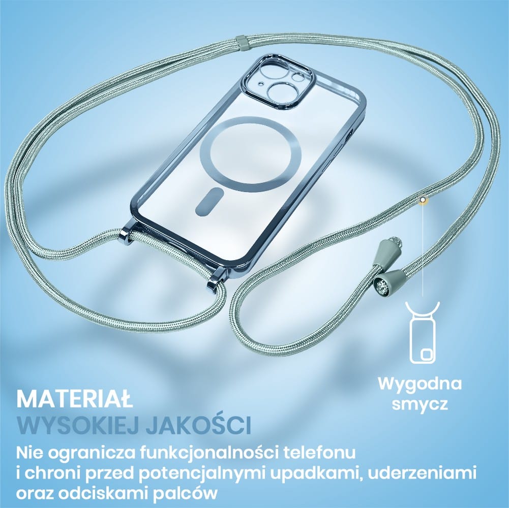 Etui do iPhone 14 Plus Magsafe Slim Crossbody, jak torebka, niebieskie