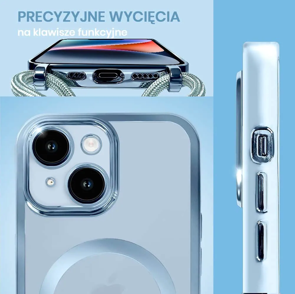 Etui do iPhone 14 Plus Magsafe Slim Crossbody, jak torebka, niebieskie