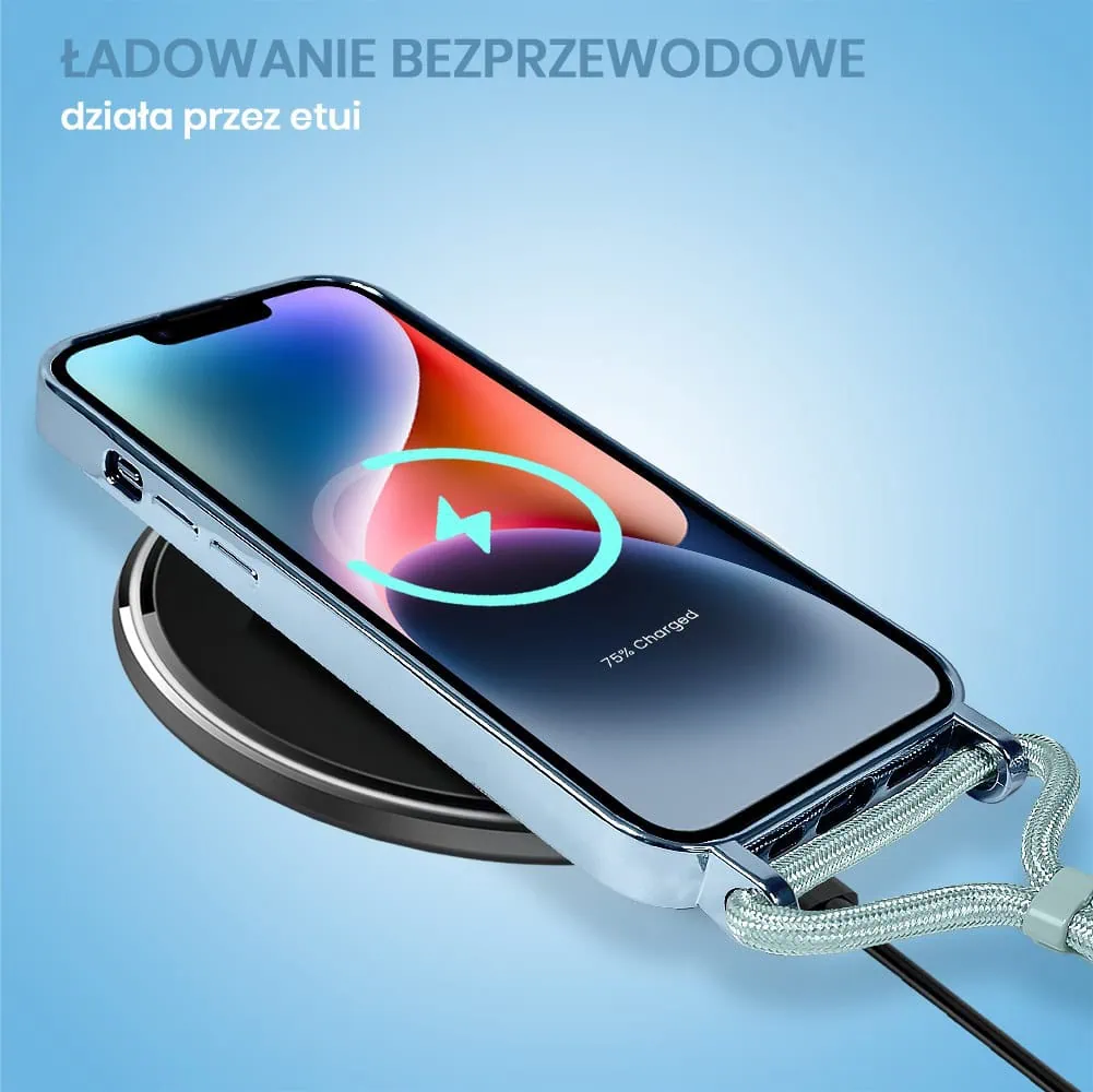 Etui do iPhone 14 Plus Magsafe Slim Crossbody, jak torebka, niebieskie