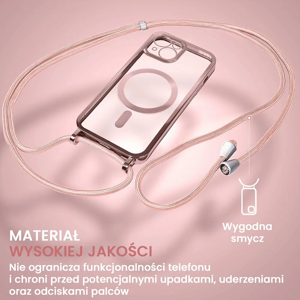 Etui do iPhone 14 Plus Magsafe Slim Crossbody, jak torebka, różowe