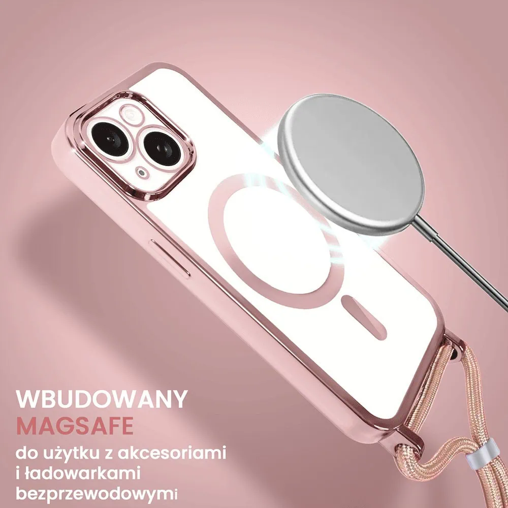 Etui do iPhone 14 Plus Magsafe Slim Crossbody, jak torebka, różowe