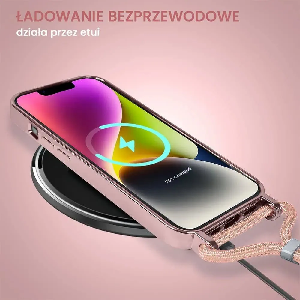 Etui do iPhone 14 Plus Magsafe Slim Crossbody, jak torebka, różowe